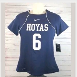 Nike Georgetown Hoyas Lacrosse Jersey Size Medium # 6 Navy and White
